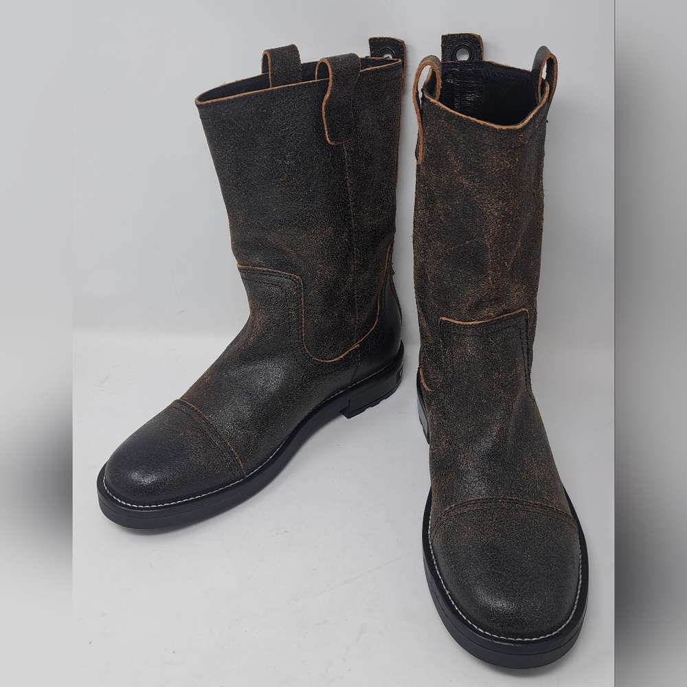 Diesel Men's Throuper Boots Biker Cowhide Leather Distressed Brown 10.5 US 44 EU - Picture 12 of 15